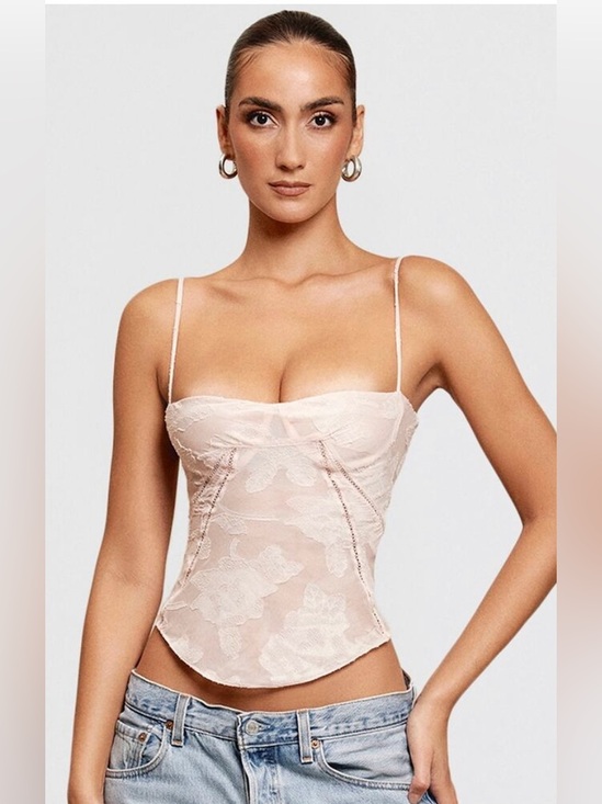 House of CB Tops - House of CB London Lisette Pink Floral Lace Corset Top
